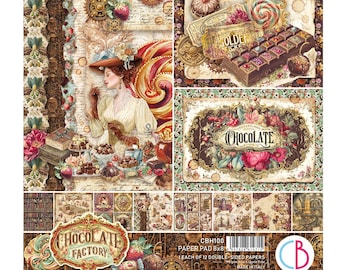Ciao Bella - Chocolate Wanderlust - Blocco di carta 8x8, confezione da 12 pezzi, per scrapbooking e tecniche miste CBH100