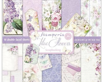 Stamperia - Lilac Flowers - 12x12 Paper Pad 10 Double Sided Sheets Cardstock Scrapbook SBBL21 Lavender