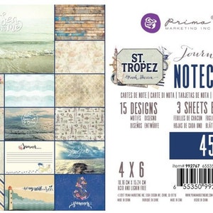 Prima Marketing St Tropez 4x6 Journaling Notecards 45 Sheets Summer Beach Sea Mixed Media Journal Planner Album 992767