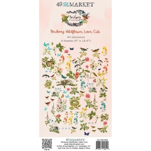 Birdsong - Wildflower Laser Cut Outs - 49 and Market -  80 Pieces