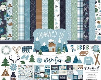 Echo Park - Snowed In - 12x12 Collection Kit Home Family Winter Snow Scrapbook Planner Photo Collage Tags