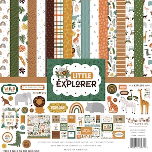Echo Park - Little Explorer 12x12 Collection Kits Scrapbook Papers + Stickers Boy Girl Adventure