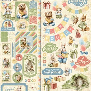 Graphic 45 - Hip Hip Hooray Cardstock Stickers Birthday Party Tags Planner Mixed Media