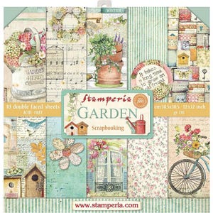 Stamperia - Garden - 12x12 Paper Pad 10 Double Sided Sheets Cardstock Flowers Spring Scrapbook SBBL43