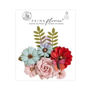 Prima Flowers - Candy Cane Lane - Magical December - 9-delig papier bloemenversiering plakboek dagboek Mixed Media 661878