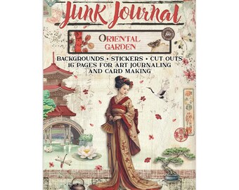 Stamperia - Giardino Orientale - Adesivi ritagliabili per lo sfondo del libro Junk Journal, 16 pagine A4 SBJK26