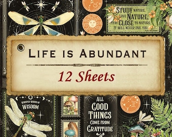 12 Sheets Graphic 45 - Life Is Abundant - 12x12 Paper Collection Set Calendar Journal Mixed Media Scrapbook