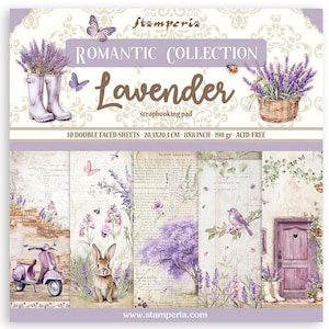 Stamperia - Lavender - 8x8 Paper Pad 10 Double Sided Sheets Cardstock Scrapbook Mixed Media SBBS108