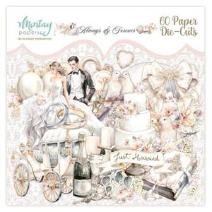 Always & Forever Paper Die cuts - Mintay Papers - 60 pieces Ephemera Scrapbook Wedding Card Making Planner journal