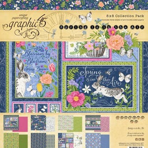 Graphic 45 - Spring Is In The Air - 8x8 Paper Collection Pack 24 sheets Scrapbook Mixed Media Planner Journal