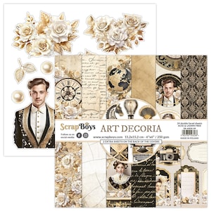 Art Decoria 6x6 Paper Pad - ScrapBoys Paper - 24 Double Sided Sheets + Extra Cut Outs for Scrapbook Planner Cardmaking