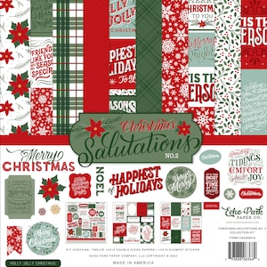 Echo Park - Christmas Salutations No. 2 - 12x12 Collection Kit Scrapbook Papers + Stickers