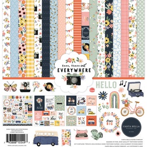 Carta Bella - Here There And Everywhere 12x12 Collection Kit Scrapbook Papers + Stickers Family Love Planner Mixed Media
