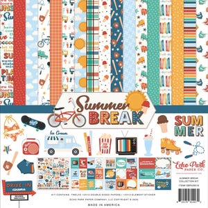 Echo Park - Summer Break 12x12 Collection Kit Scrapbook Papers + Stickers