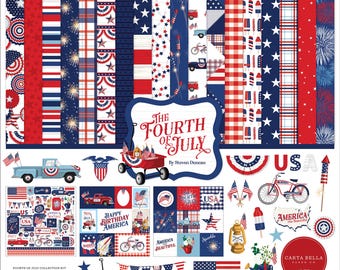 Carta Bella - The Fourth Of July - 12x12 Collection Kit Scrapbook Papers + Stickers USA Freedom