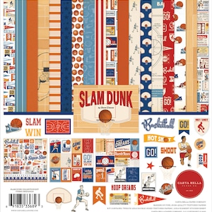 Carta Bella - Slam Dunk - 12x12 Collection Kit Basketball Scrapbook Papiere + Sticker Team Sport
