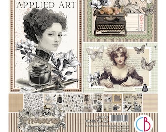 Ciao Bella - Typographic - 8x8 Paper Pad 12/pkg Scrapbook Mixed Media CBH095