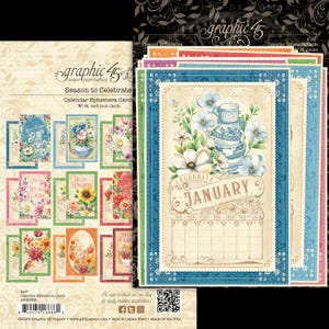 Graphic 45 - Season To Celebrate - 24 pieces Calendar Ephemera Cards Mixed Media Scrapbook Planner