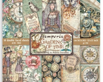 Stamperia - Gardens Of Time - 12x12 Paper Pad 10 Double Sided Sheets Steampunk Scrapbook SBBL185