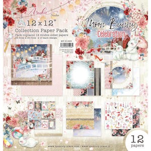 Moon Bunny Celebration 12x12 Collection Paper Pack - Asuka Studio - 12 Sheets Memory Place