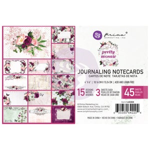 Prima - Pretty Mosaic - 4x6 Journaling Notecards 45 Sheets Tags Cards Mixed Media Journal Planner Album