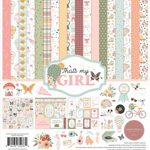 Carta Bella - That's My Girl - 12x12 Collection Kit Home Family Scrapbook Planner Photo Collage Tags