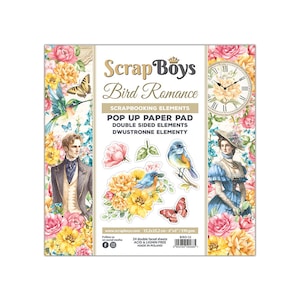 Bird Romance POP UP - ScrapBoys Paper - Scrapbook Elements & Embellishments 24 Double Sided Sheets 6x6 Pad Planner Cardmaking