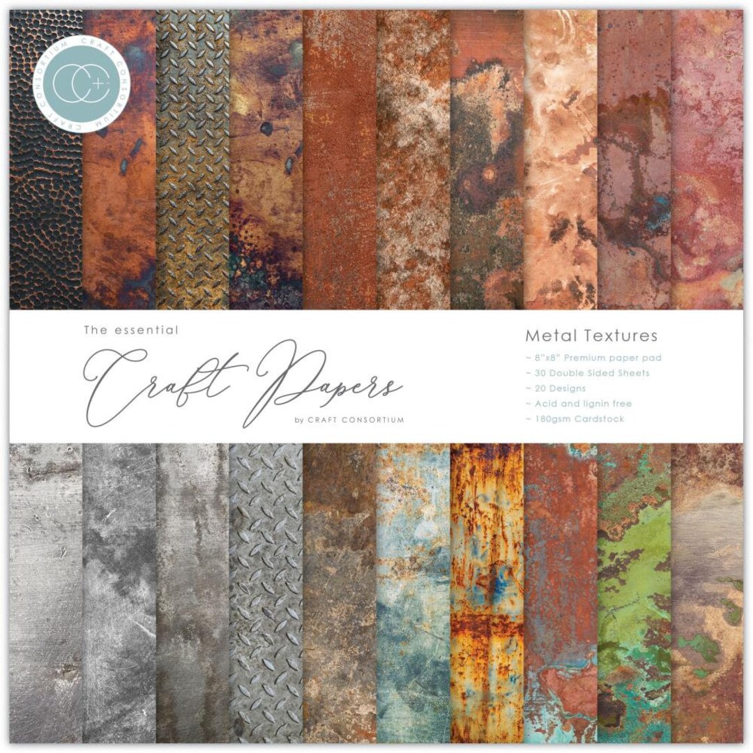 Metal Textures 8x8 Paper Pad Craft Consortium Double Sided