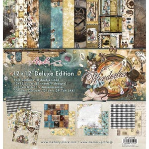 Wonderland Deluxe Edition - 12x12 Collection Paper Pack - Asuka Studio - 18 Sheets + 2 Bonus A4 Sheets! Alice Memory Place