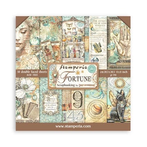 Stamperia - Fortune - 8x8 Paper Pad 10 Double Sided Sheets Cardstock Scrapbook Mixed Media SBBS105