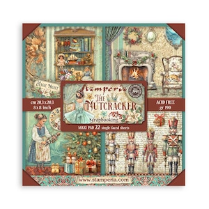 Stamperia - The Nutcracker - 8x8 Paper Pad 22 Single Face Sheets Christmas Cardstock Scrapbook Mixed Media SBBSXB04