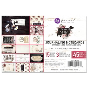 Prima - Farm Sweet Farm - 4x6 Journaling Notecards 45 Sheets Tags Cards Mixed Media Journal Planner Album