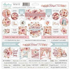 Blissful Time Stickers - 12x12 Cardboard Sticker Sheet - Mintay Paper Scrapbook Journal Cardmaking