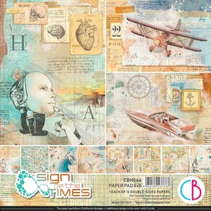 Ciao Bella - Sign Of The Times - 8x8 Paper Pad 12 Double Sided Sheets Cardstock Scrapbook Mixed Media CBH044
