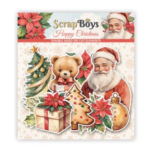 Happy Christmas - Paper Die Cut Elements - ScrapBoys Paper - 40 Double-sided Scrapbook Embellishments Journal Planner Cardmaking