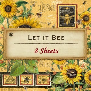 8 Sheets - Let It Bee - Graphic 45 - 12x12 Paper Collection 8 Designs Spring Scrapbook Journal
