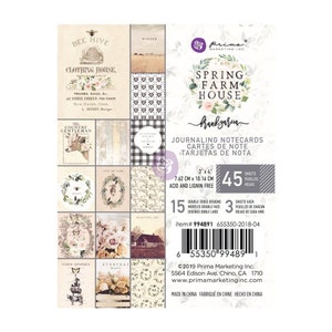 Prima Marketing - Spring Farmhouse 3x4 Journaling Notecards 45 sheets Garden Mixed Media Journal Planner Tags Album 994891