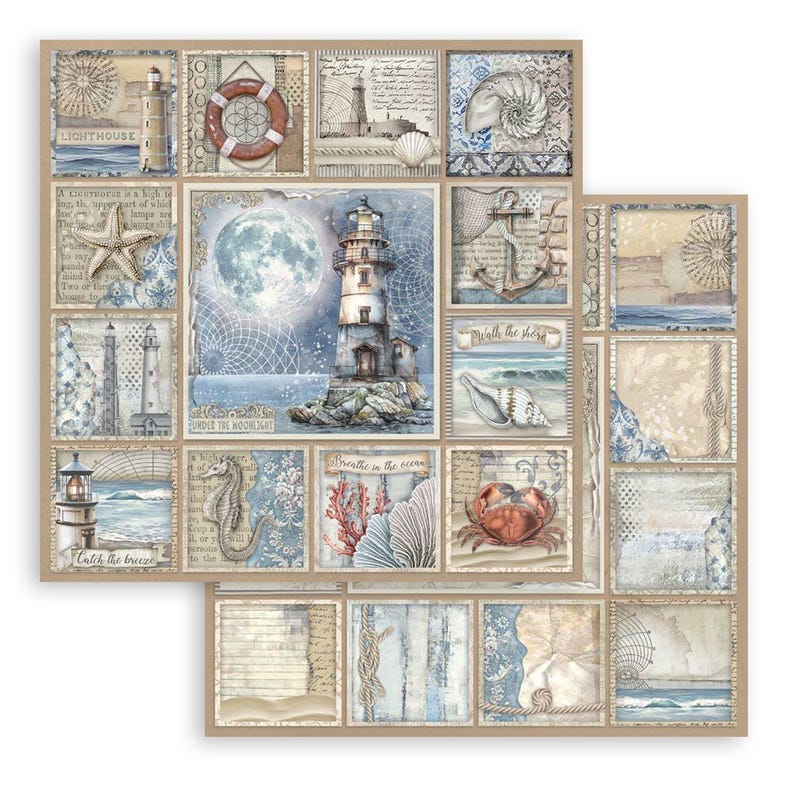 Stamperia - Silent Sea - 8x8 Pappersblock 10 Dubbelsidiga Ark Kartong Scrapbook Blandteknik SBBS125 bild 5