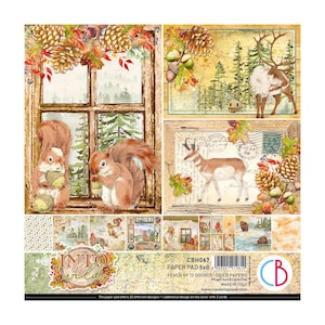 Ciao Bella - Into The Wild - Blocco di carta 8x8 12 fogli fronte/retro Cartoncino Scrapbook Tecnica mista Foresta autunnale autunnale