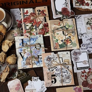 80 pieces Vintage Retro Embellishment Kit Page Accents Stickers Ephemera For Scrapbook Junk Journal Card Making Planner Mixed Media