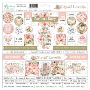 City Of Love Stickers - 12x12 Cardboard Sticker Sheet - Mintay Paper Scrapbook Journal Cardmaking