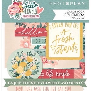 Photoplay Paper - Hello Lovely - Cardstock Ephemera Die Cut 26 pieces Scrapbook Mixed Media