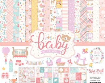 Echo Park - Hello Baby Girl - 12x12 Collection Kit Scrapbook Papers + Stickers