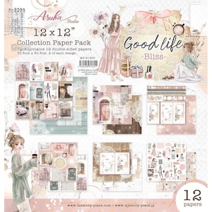Good Life Bliss 12x12 Collection Paper Pack - Asuka Studio - 12 Sheets Scrapbook Journal Memory Place