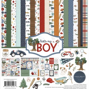 Carta Bella - That's My BOY 12x12 Collection Kit Scrapbook Papers + Stickers Family Planner Mixed Media