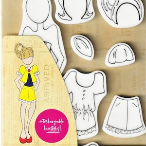 Julie Nutting Doll Stamps "Zoe" Cling Rubber 9 pieces MIXED MEDIA Planner Card Tags Prima Marketing 913564