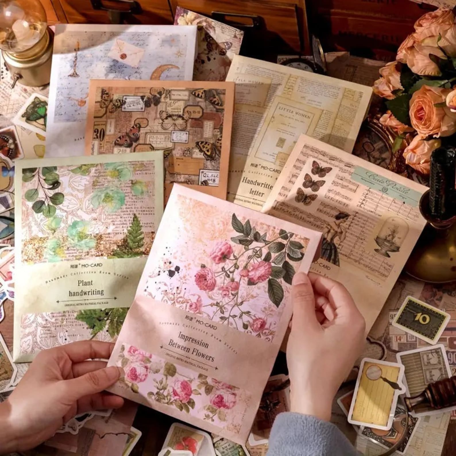 Retro Paper Particles 100 Pieces Vintage Retro Theme Papers Stickers Ephemera Accents for ...