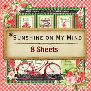 8 Sheets - Sunshine On My Mind - Graphic 45 12x12 Paper Collection 8 Designs Mixed Media Scrapbook Art Journal