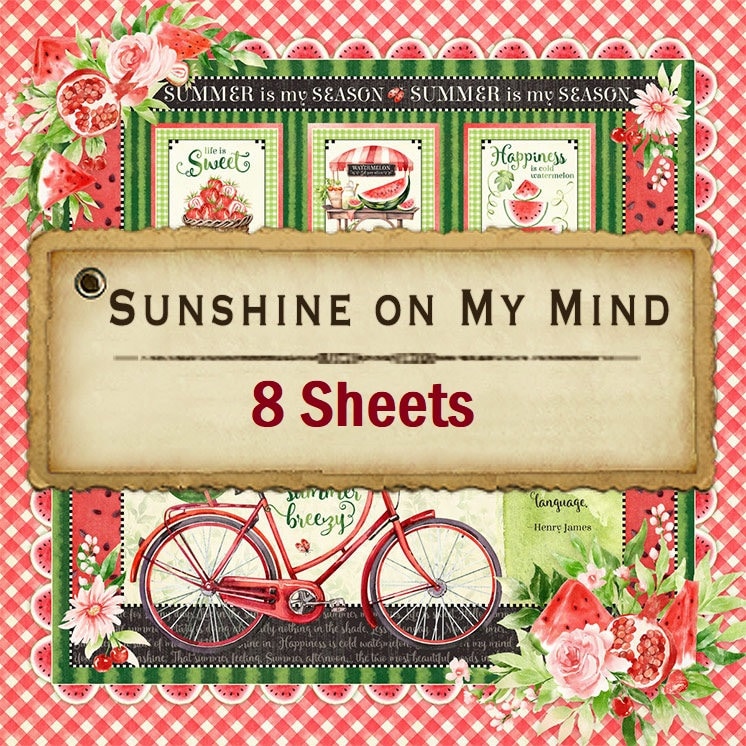8 Blätter - Sunshine On My Mind - Grafik 45 12x12 Papier Sammlung 8 Designs Mixed Media Scrapbook Art Journal