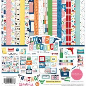 Carta Bella - Happy Crafting 12x12 Collection Kit Scrapbook Papers + Stickers Family Planner Mixed Media